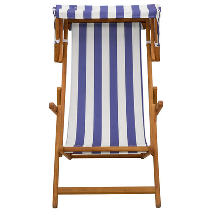 Deck Chair 2 pcs 3 Position Massiv Eukalyptus Trä Blå och Vit