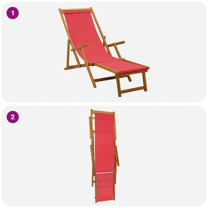 Hopfällbar solstol 2 pcs 3 Position Massiv Eukalyptus Trä Röd