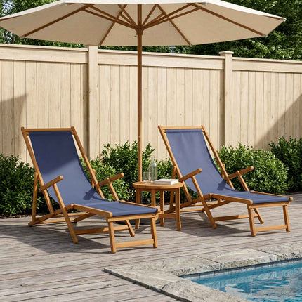Hopfällbar solstol 2 pcs 3 Position Massiv Eukalyptus Trä Blå