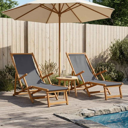 Hopfällbar solstol 2 pcs 3 Position Massiv Eukalyptus Trä Grå