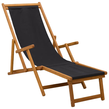 Hopfällbar solstol 2 pcs 3 Position Massiv Eukalyptus Trä Svart