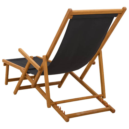 Hopfällbar solstol 2 pcs 3 Position Massiv Eukalyptus Trä Svart