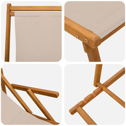 Hopfällbar solstol 2 pcs 3 Position Massiv Eukalyptus Trä Beige