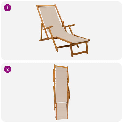 Hopfällbar solstol 2 pcs 3 Position Massiv Eukalyptus Trä Beige