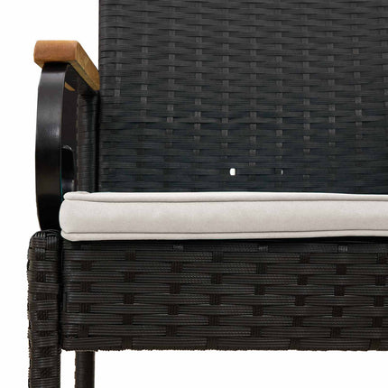 Trädgårdsstolar 2 pcs Svart och krämvit Poly Rattan och Akacia