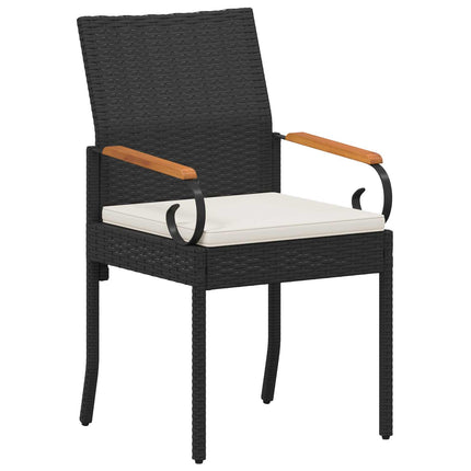 Trädgårdsstolar 2 pcs Svart och krämvit Poly Rattan och Akacia