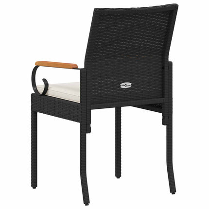 Trädgårdsstolar 2 st Svart och krämvit Poly Rattan och Akacia