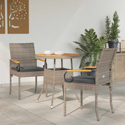 Trädgårdsstolar 2 pcs Grå och mörkgrå Poly Rattan och Akacia