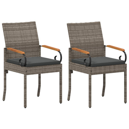 Trädgårdsstolar 2 pcs Grå och mörkgrå Poly Rattan och Akacia