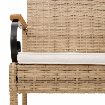 Trädgårdsstolar 2 st Beige och krämvit Poly Rattan och Akacia