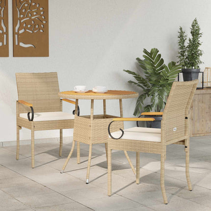 Trädgårdsstolar 2 st Beige och krämvit Poly Rattan och Akacia