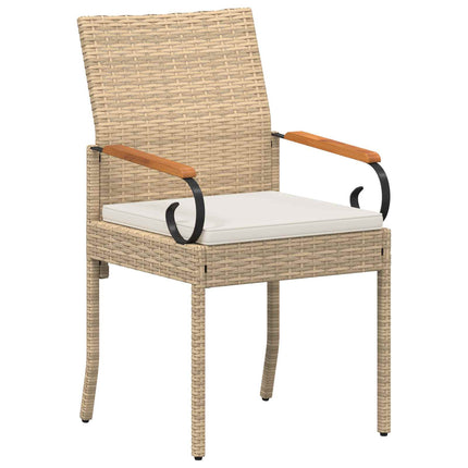 Trädgårdsstolar 2 st Beige och krämvit Poly Rattan och Akacia