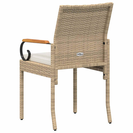 Trädgårdsstolar 2 pcs Beige och krämvit Poly Rattan och Akacia