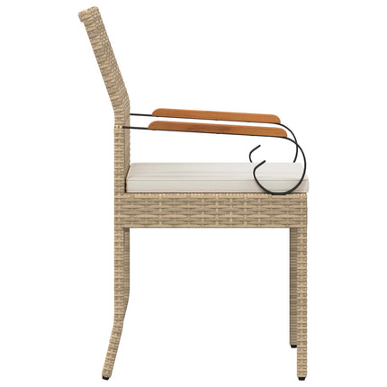 Trädgårdsstolar 2 pcs Beige och krämvit Poly Rattan och Akacia