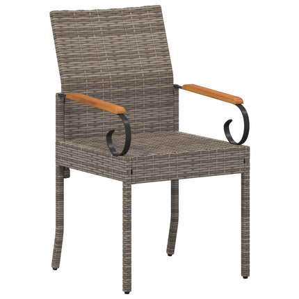 Trädgårdsstolar 2 pcs Grå och Marinblå Poly Rattan och Akacia