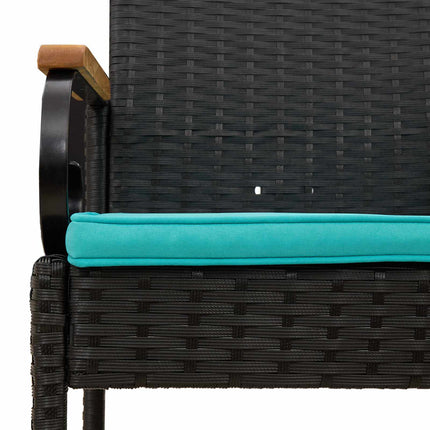 Trädgårdsstolar 2 st Svart och turkos Poly Rattan och Akacia