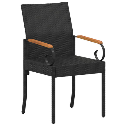 Trädgårdsstolar 4 pcs Svart och krämvit Poly Rattan och Akacia