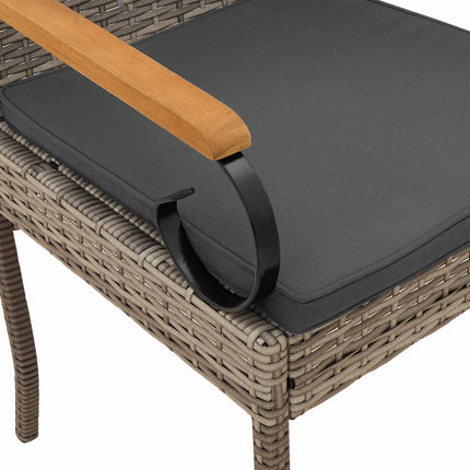 Trädgårdsstolar 4 pcs Grå och mörkgrå Poly Rattan och Akacia