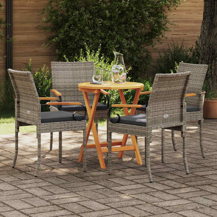 Trädgårdsstolar 4 pcs Grå och mörkgrå Poly Rattan och Akacia