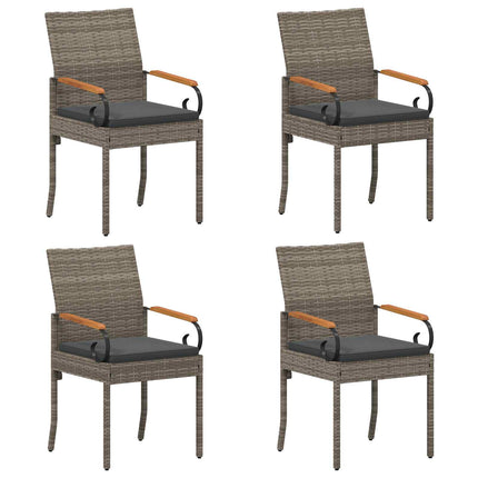Trädgårdsstolar 4 st Grå och mörkgrå Poly Rattan och Akacia