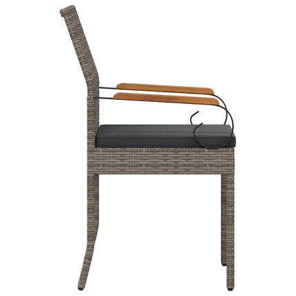 Trädgårdsstolar 4 pcs Grå och mörkgrå Poly Rattan och Akacia