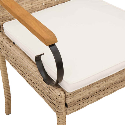 Trädgårdsstolar 4 pcs Beige och krämvit Poly Rattan och Akacia