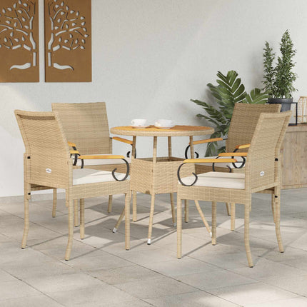 Trädgårdsstolar 4 pcs Beige och krämvit Poly Rattan och Akacia