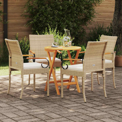 Trädgårdsstolar 4 st Beige och krämvit Poly Rattan och Akacia