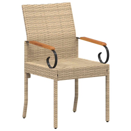 Trädgårdsstolar 4 pcs Beige och krämvit Poly Rattan och Akacia