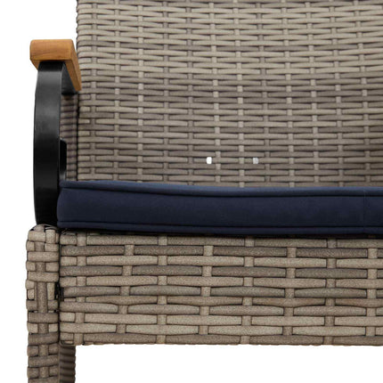 Trädgårdsstolar 4 st Grå och Marinblå Poly Rattan och Akacia