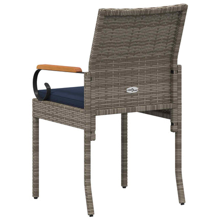 Trädgårdsstolar 4 st Grå och Marinblå Poly Rattan och Akacia