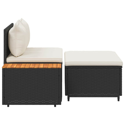 Utomhussoffset 4 -Seater 4 st 55 x 30 x 39 cm Svart och krämvit