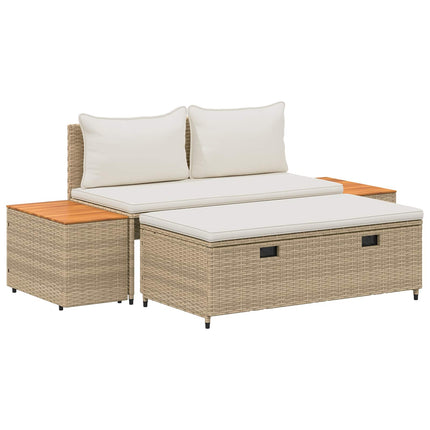 Utomhussoffset 4 -Seater 4 st 55 x 30 x 39 cm Beige och krämvit