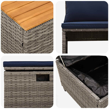 Utomhussoffset 4 -Seater 4 st 55 x 30 x 39 cm Grå och Marinblå