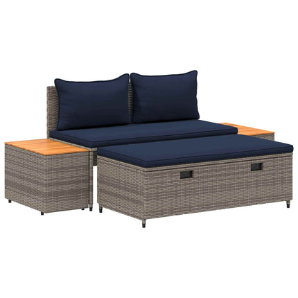 Utomhussoffset 4 -Seater 4 st 55 x 30 x 39 cm Grå och Marinblå
