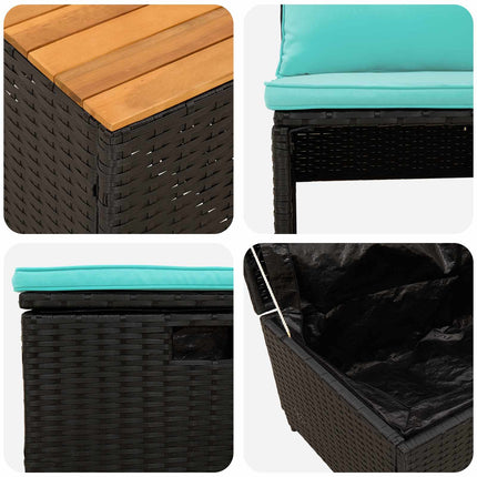 Utomhussoffset 4 -Seater 4 st 55 x 30 x 39 cm Svart och turkos