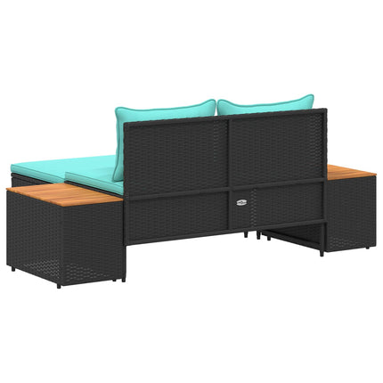 Utomhussoffset 4 -Seater 4 st 55 x 30 x 39 cm Svart och turkos