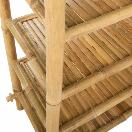 Skoställ med hylla Naturlig 4-hylla Bambu