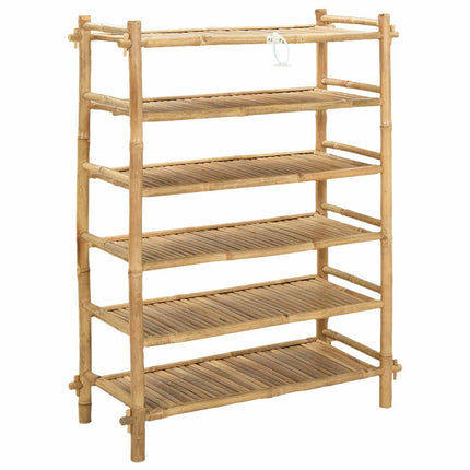 Skoställ med hylla Naturlig 6-hylla Bambu