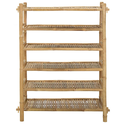 Skoställ med hylla Naturlig 6-hylla Bambu