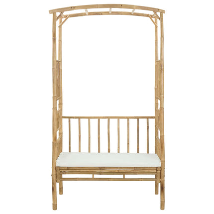 Trädgårdsbåge med bänk Gräddvit 115 x 50 x 205 cm Bambus