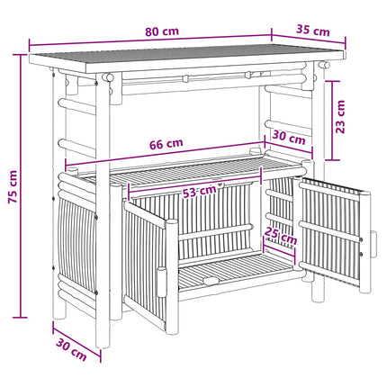 Konsolbord med hylla med dörr Naturfärg 80 x 35 x 75 cm Bambus
