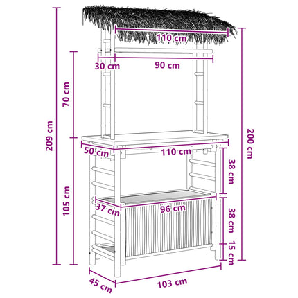 Utomhus Barbord Naturfärg 110 x 50 x 209 cm Bambus