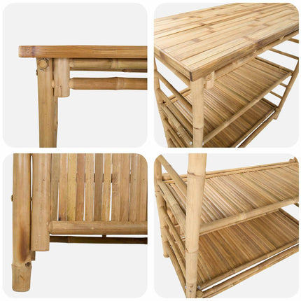 Utomhus Barbord Naturfärg 110 x 50 x 105 cm Bambus