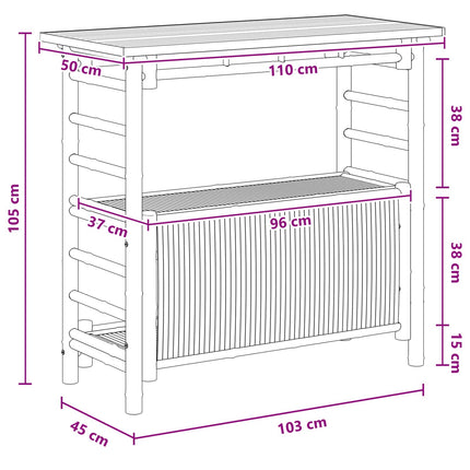 Utomhus Barbord Naturfärg 110 x 50 x 105 cm Bambus