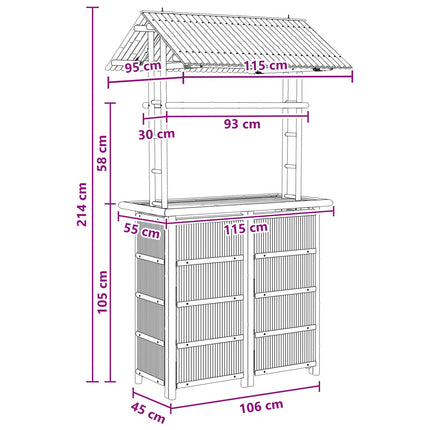 Utomhus Barbord Naturfärg 115 x 95 x 214 cm Bambus