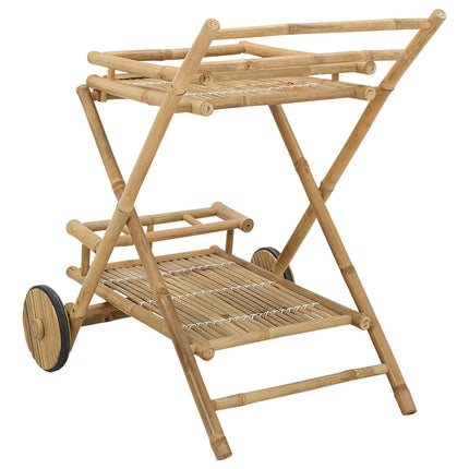 Tevagn med hjul Naturfärg 79 x 67,5 x 84 cm Bambus