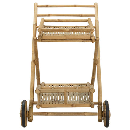 Tevagn med hjul Naturfärg 79 x 67,5 x 84 cm Bambus