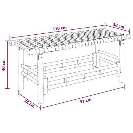 Trädgårdsbänk 110 x 38 x 40 cm Bambus Naturfärg Rektangulär