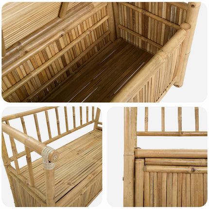 Trädgårdsförvaringsbänk 110 x 47 x 80 cm Bambus Naturfärg